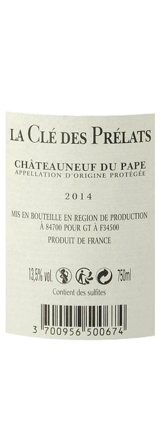 FR RHONE CHATEAUNEUF DU PAPE | La Clé des Prelats 14 Rouge 