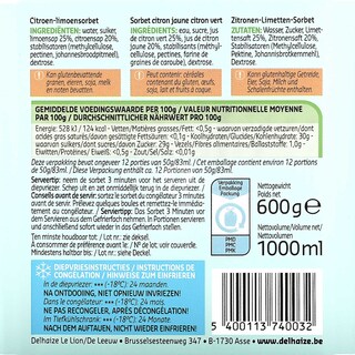 Delhaize | Sorbet | Citroen | Limoen 1 l