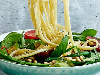 Pasta met snijboontjes en tomaatjes