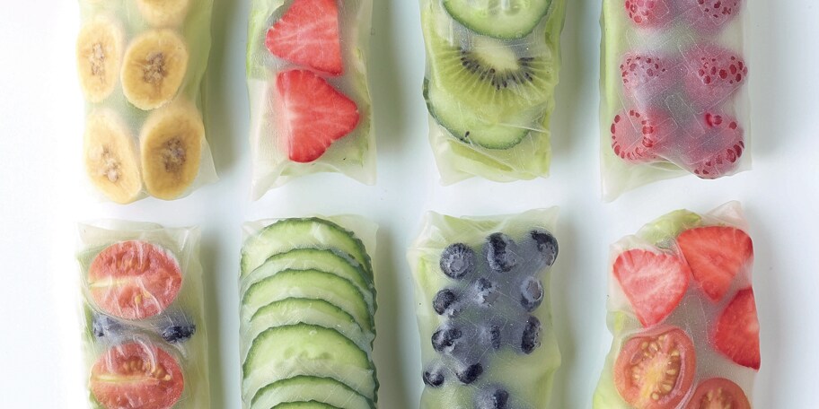 Lenterolletjes met fruit en groenten