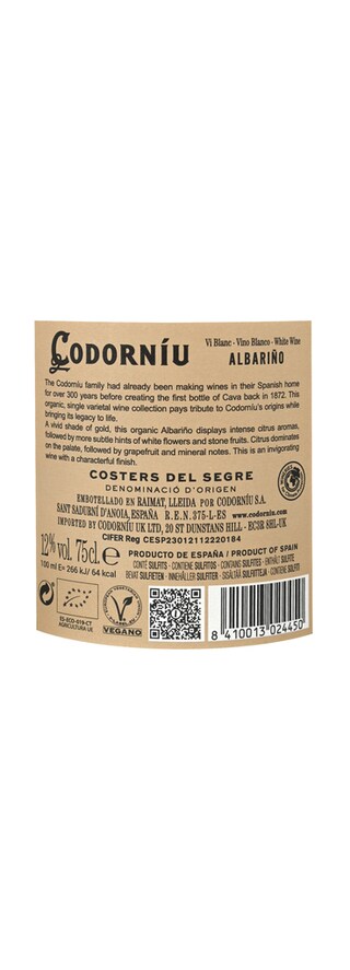 Codorniu | Costers del Segre | Albariño | Bio | Blanc 75 cl
