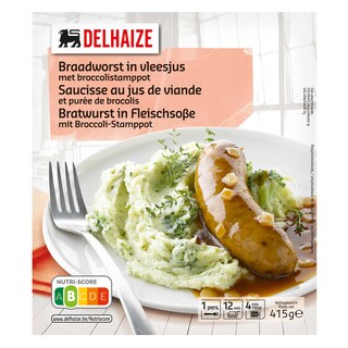 Delhaize | Braadworst | Vleesjus-Broccolipuree 