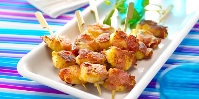 Brochettes de bananes au lard