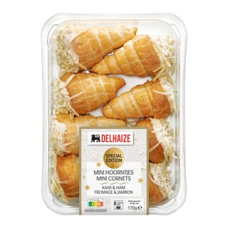 Delhaize | Hoorntjes | Mini | Kaas- en hamsaus 170 gr