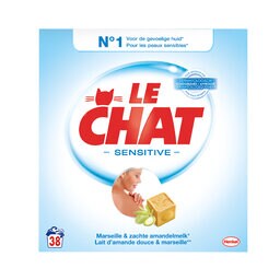 Poudre à lessiver | Sensitive | Savon de Marseille &  lait d'amande douce | 2,28KG | 38DS