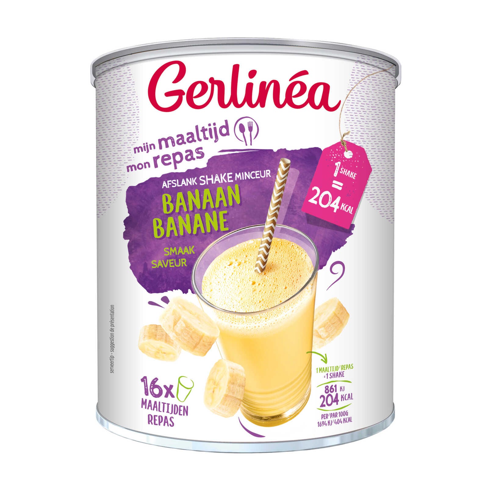 Gerlinéa, Milkshake repas, saveur Banane, 436 gr