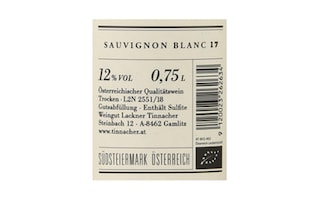 Autriche - Oostenrijk | Sudsteiermark | Tinnacher Sauvignon Blanc 2017 