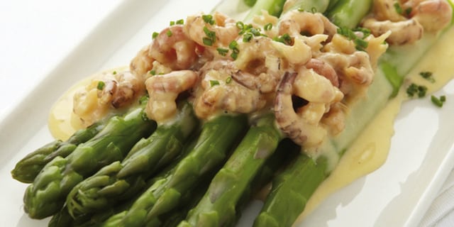 Asperges vertes aux crevettes