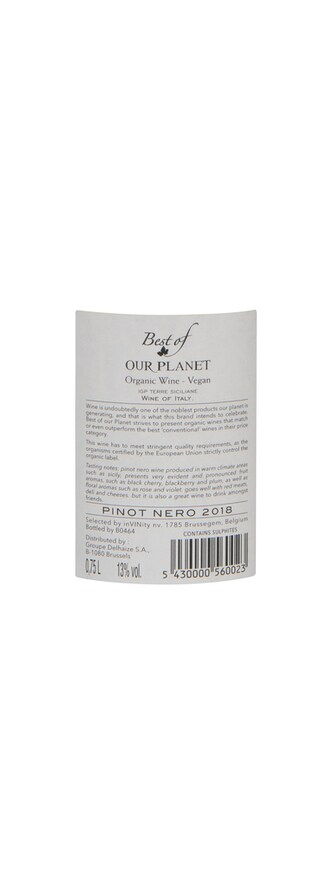 Italie - Italië | Sicilia IGP | Best Of Our Planet Pinot Nero 2018 | BIO 