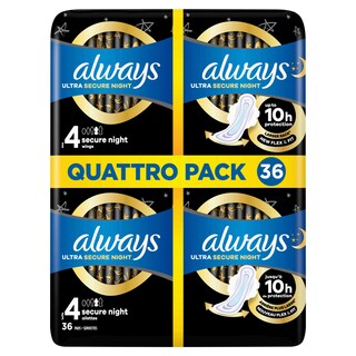 Always | Ultra | Serviettes | Nuit | Ailettes | 4pack 