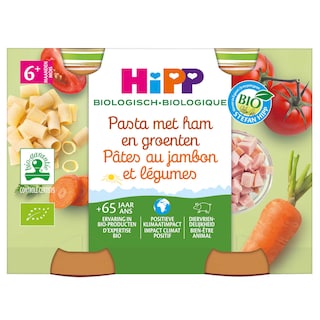 Hipp | Pâtes-Jambon-Légumes | Bio | 6M 2 x 190 gr