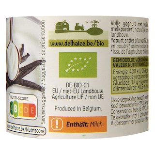 Delhaize | Bio | Yoghurt | Vol | Vanille | -10% 