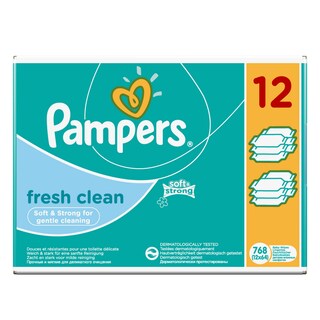 Pampers | Fresh Clean | Lingettes | Baby | Recharge | 8+4 gr 