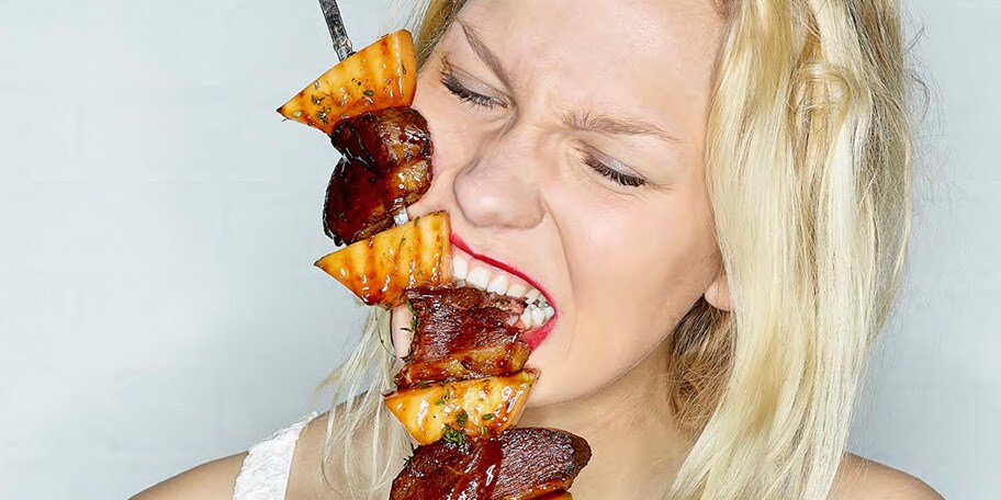 Brochettes van meloen en eend