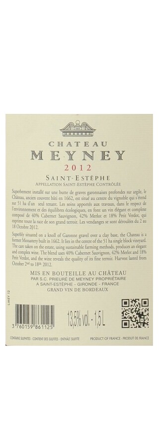 FR BORDEAUX ST-ESTEPHE GCC | Château Meyney 2012 