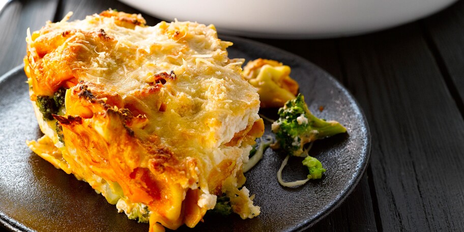 Pasticcio met drie kazen en broccoli