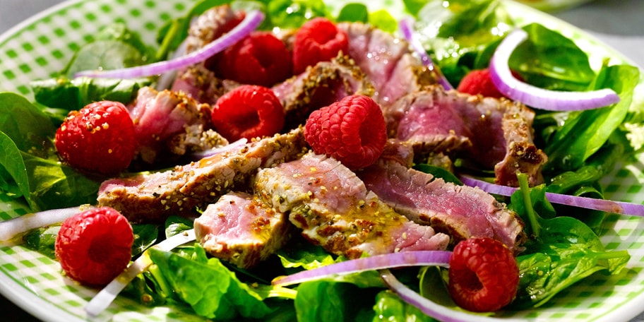 Salade de bœuf aux framboises