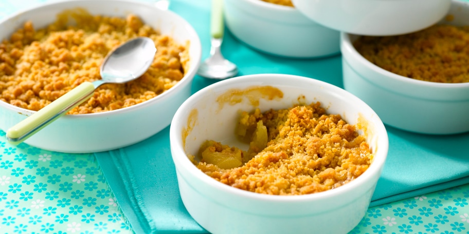 Crumble aux pommes, au beurre salé et à la cassonade