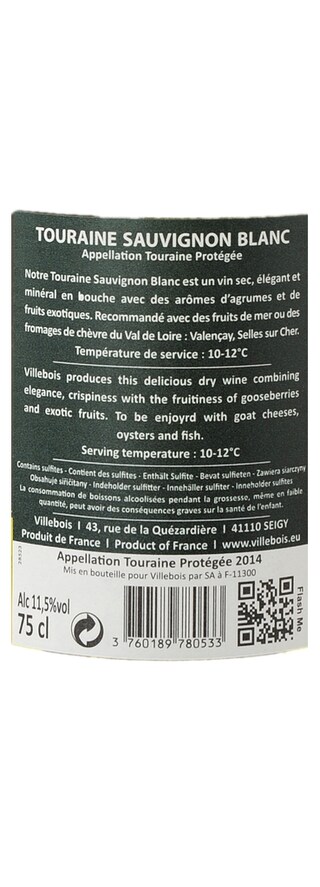 France - Frankrijk | Loire - Touraine | Villebois Touraine Sauvignon Wit 