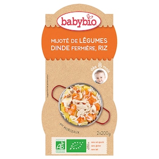 Babybio | Repas | Légumes Dinde Riz | 8M | Bio 