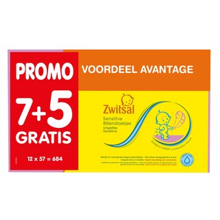 Zwitsal | Doekjes | Sensitive | 7+5 gratis 