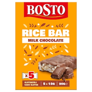 Bosto | Barre de riz | Chocolat au lait 5 x 18 gr