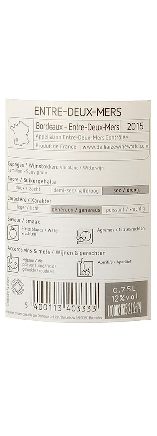 France - Frankrijk | Bordeaux Entre deux Mers | Entre deux Mers 2015 Wit 