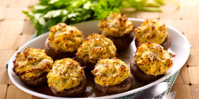 Champignons farcis « terre et mer »