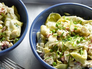 Tortellini met vis en grijze garnalen