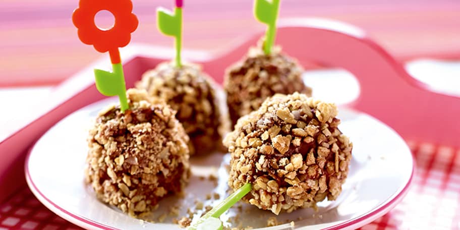 Kroketten van aardbeien met chocolade