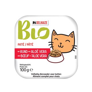 Delhaize | Bio | Aliment Chat | Pate | Boeuf | Bio 100 gr