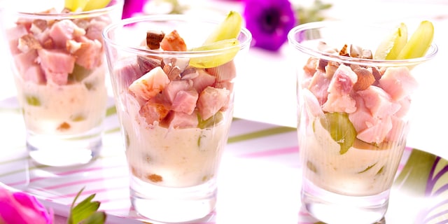 Verrines au poulet et aux raisins