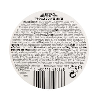 Delhaize | Tapenade olives verte 