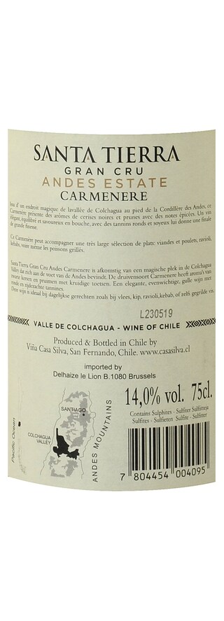 CHILI - COLCHAGUA VALLEY | Colchagua Valley | Santa Tierra Gran Cru Andes Carmenere 13 