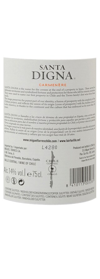 CHILI - CENTRAL VALLEY | Santa Digna | Carmenere Reserva 2013 | Fair Trade 