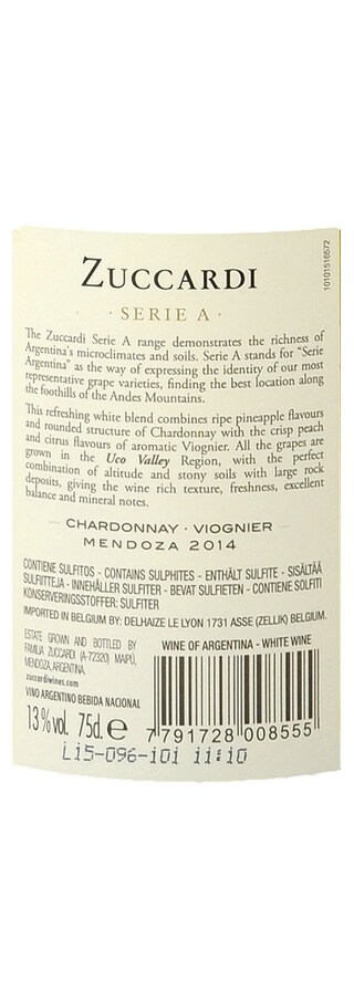 Argentine - Argentinië | Mendoza | Zuccardi Serie A Chardonnay/viognier 2014 