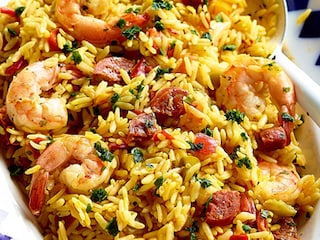 Riz aux crevettes et au chorizo