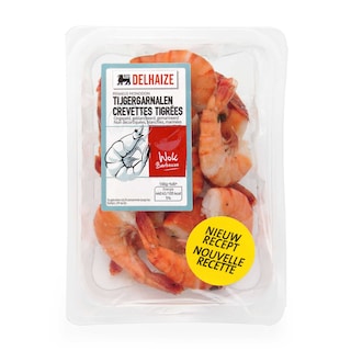 Delhaize | Tijgergarnalen | Geblancheerd-Niet gepeld 