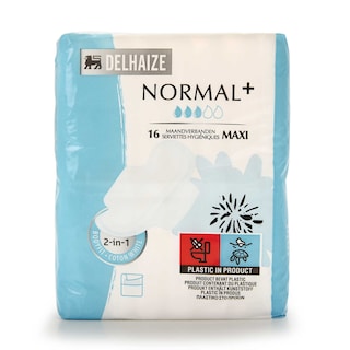 Delhaize | Maandverband-Serviette hygiénique | Maxi | Normal+ 16 pc