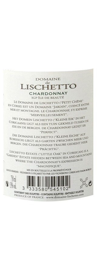 FR CORSE IGP ILE DE BEAUTE | Corse - IGP Ile de Beauté | Domaine de Lischetto Chardonnay Blanc 