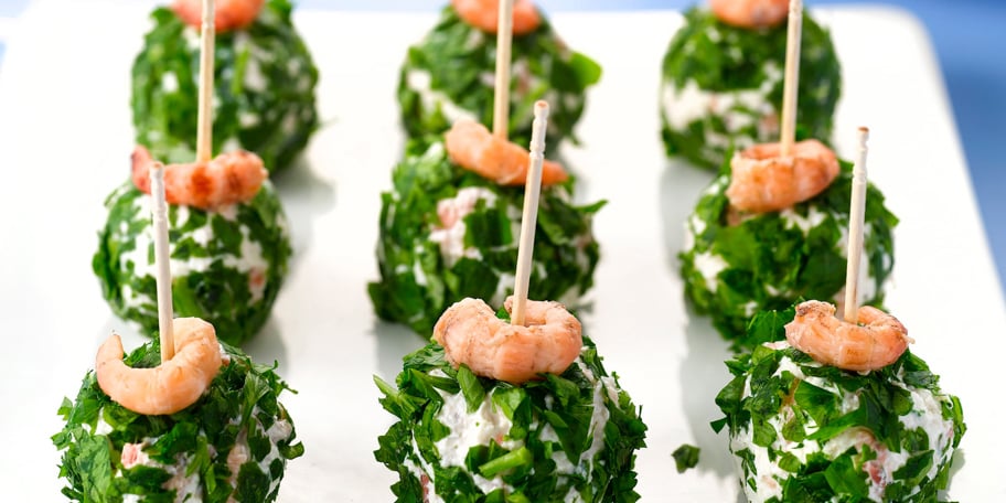 Aperitiefsnoepjes met grijze garnalen