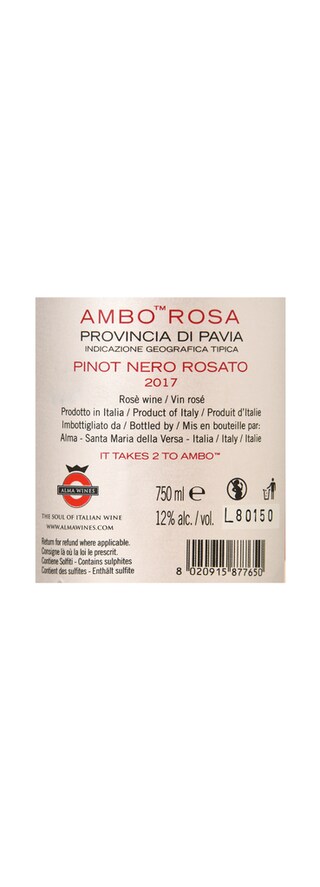 Italie - Italië | Lombardia - Pavia IGT | Ambo Rosa Pinot Noir Rosé 