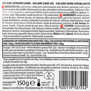 Delhaize | Salami | zonder look 150 gr