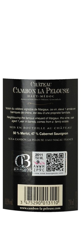 FR BORDEAUX HAUT-MEDOC | CHATEAU CAMBON LA PELOUSE 2011 