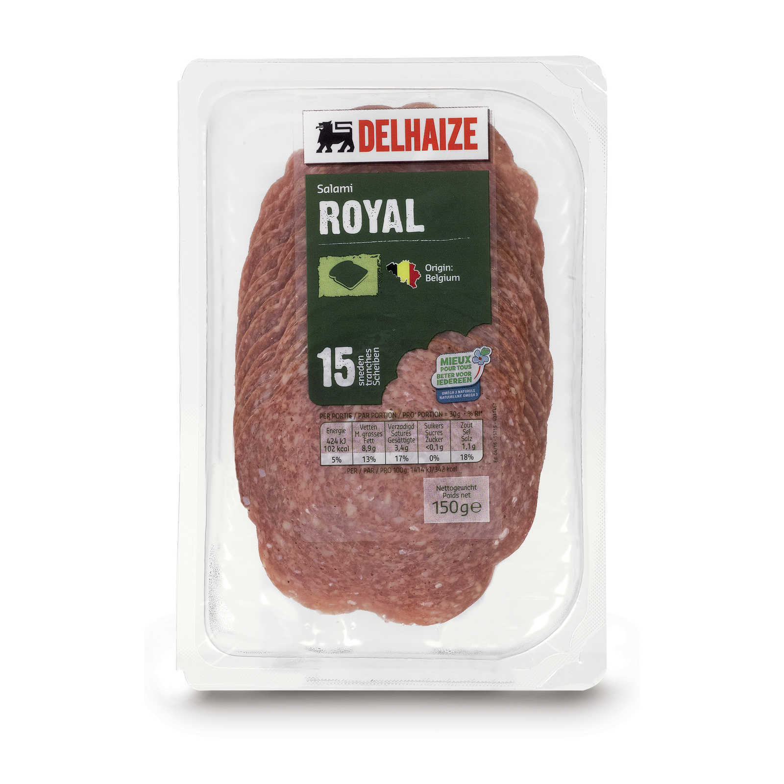 Delhaize Salami Royal +20 gratuit 150 gr Delhaize