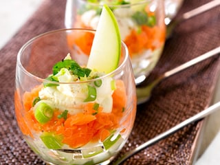 Verrine van gerookte zalm en groene appel