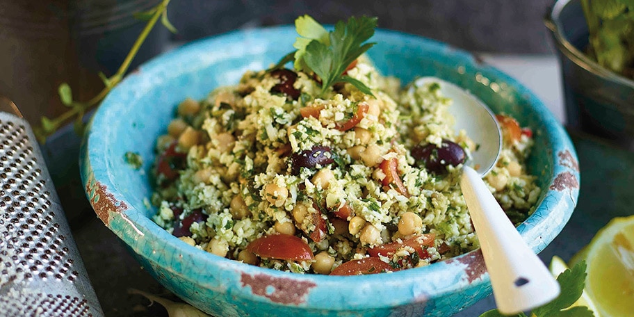 Valse tabouleh van echte bloemkool