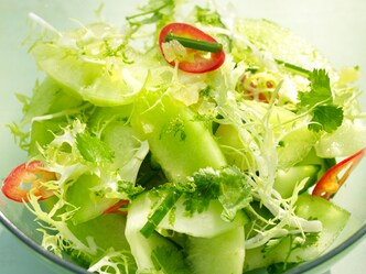 Salade de melon au concombre et coriandre