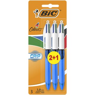 Bic | Stylos à bille 4 couleurs | Grip | 2+1 