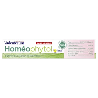 Vademecum | Dentifrice | Homéophytol | Extraits de plantes | Sans menthe 